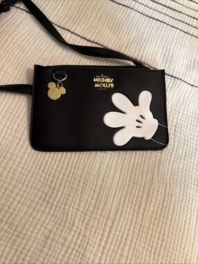 Mickey Mouse Black Crossbody Wristlet with White Glove Accent